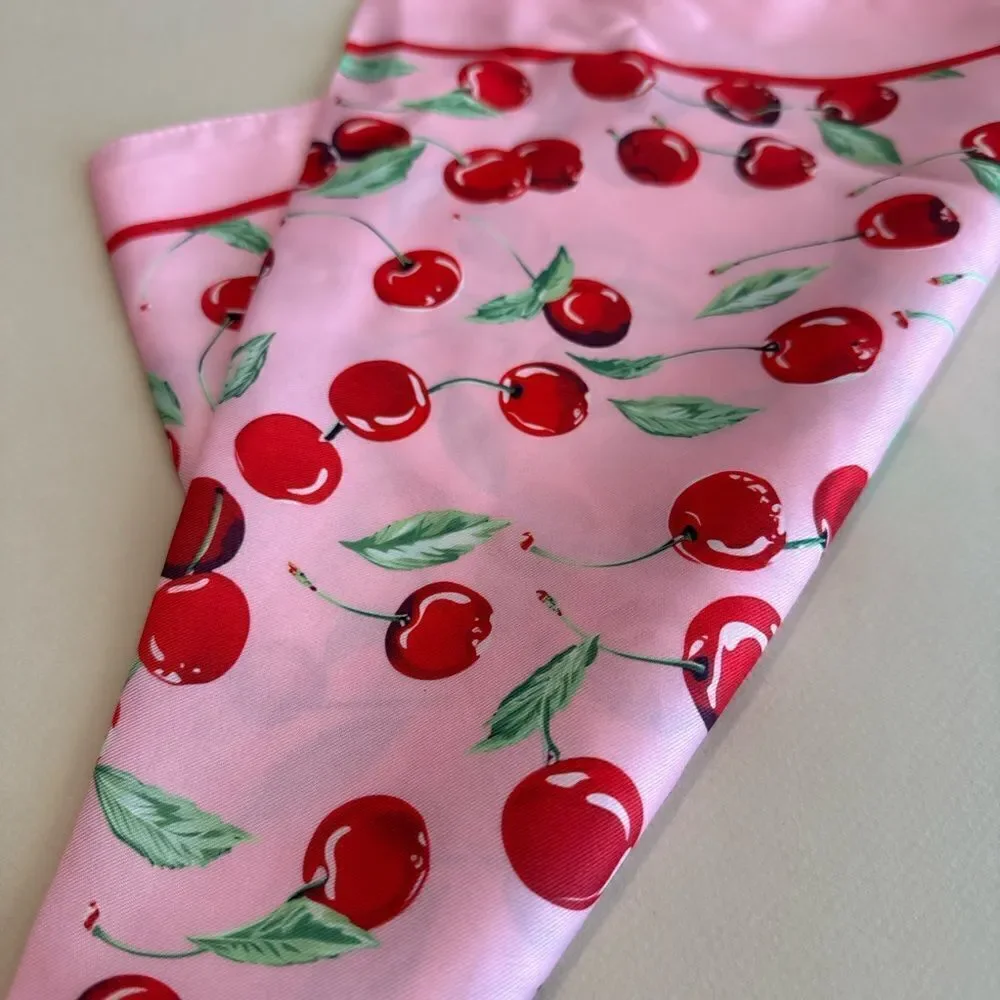 Cherry Print Pink Scarf P2
